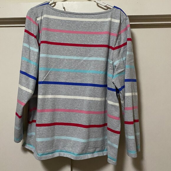 Talbots plus long sleeve gray tunic w/multi color stripes, size 2X - Picture 7 of 9